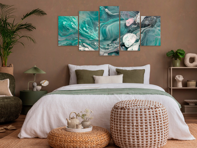 Canvas Turquoise Abstraction - Spots of Delicate Color Turning Into White 151851 additionalImage 3