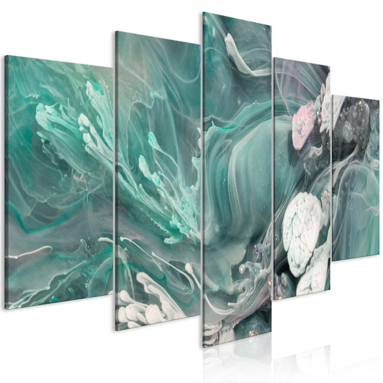Canvas Turquoise Abstraction - Spots of Delicate Color Turning Into White 151851 additionalImage 2