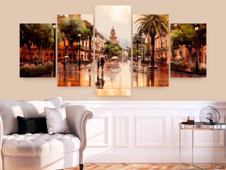 Canvas Art Print Palermo, Sicily - Rainy Days on Italian Streets with Palms 151951 additionalImage 3