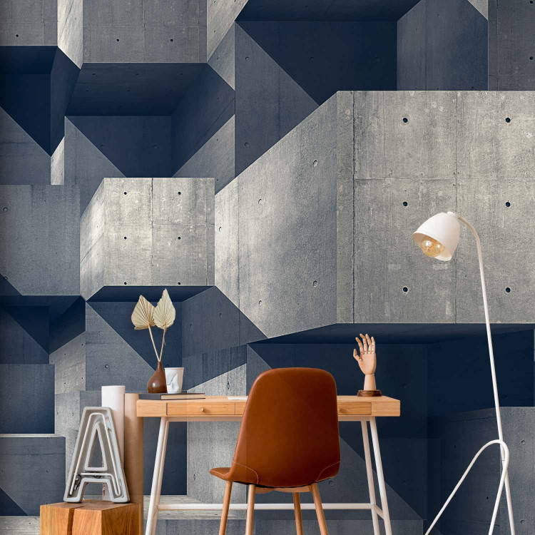 Photo Wallpaper Concrete City - Futuristic 3D background with geometric concrete shapes 61051 additionalImage 4