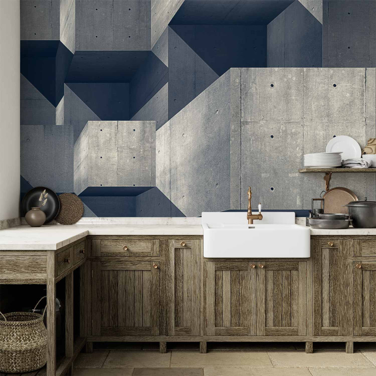 Photo Wallpaper Concrete City - Futuristic 3D background with geometric concrete shapes 61051 additionalImage 6