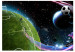 Wall Mural Cosmic Match - Soccer player playing on the field kicking the ball into space 61151 additionalThumb 1