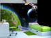 Wall Mural Cosmic Match - Soccer player playing on the field kicking the ball into space 61151