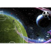 Wall Mural Cosmic Match - Soccer player playing on the field kicking the ball into space 61151 additionalThumb 3