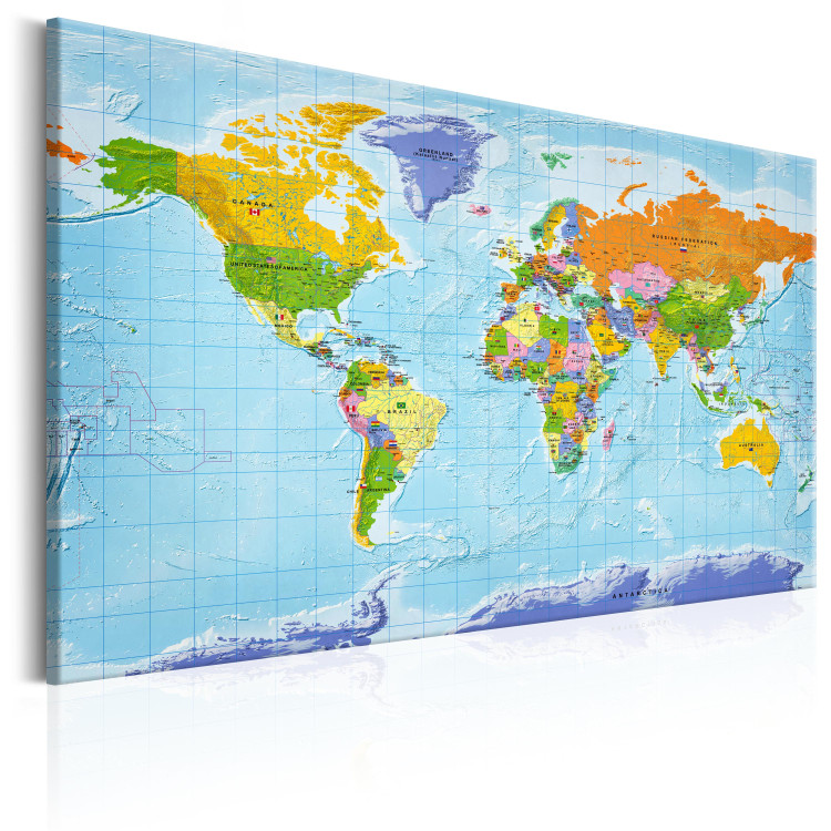 Canvas Flags on Continents (1-part) - Colorful World Map with Inscriptions 95951 additionalImage 2
