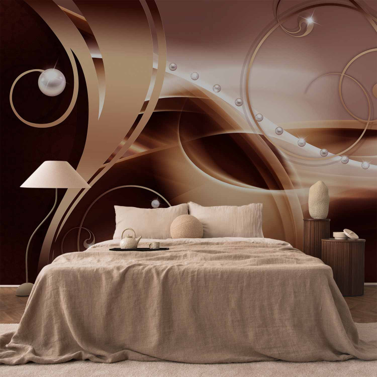Wall Mural Copper skies - abstract with brown ornaments and pearls 96851 additionalImage 2