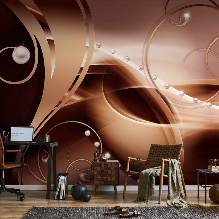 Wall Mural Copper skies - abstract with brown ornaments and pearls 96851 additionalImage 4