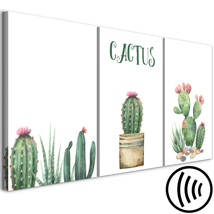 Canvas Art Print Three Cacti - Simplified, cheerful graphics of green plants 108561 additionalImage 6