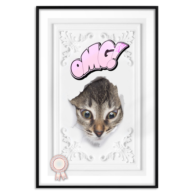 Poster OMG! - Playful composition with a cat and English text on a white background 114361 additionalImage 20