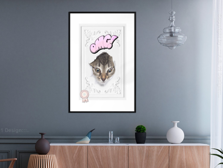 Poster OMG! - Playful composition with a cat and English text on a white background 114361 additionalImage 5