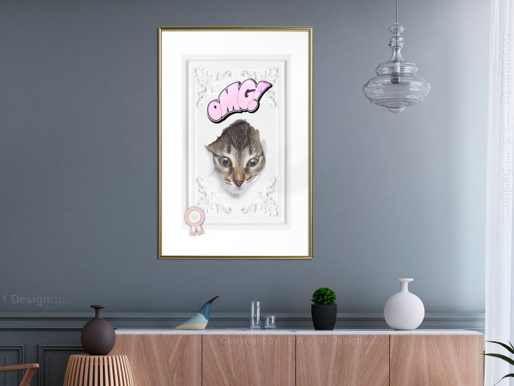 Poster OMG! - Playful composition with a cat and English text on a white background 114361 additionalImage 4