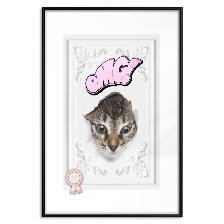 Poster OMG! - Playful composition with a cat and English text on a white background 114361 additionalImage 15