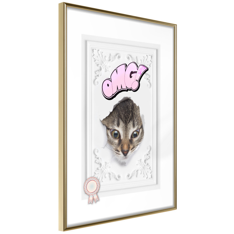 Poster OMG! - Playful composition with a cat and English text on a white background 114361 additionalImage 10