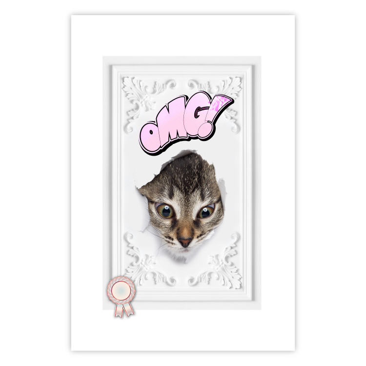 Poster OMG! - Playful composition with a cat and English text on a white background 114361 additionalImage 18