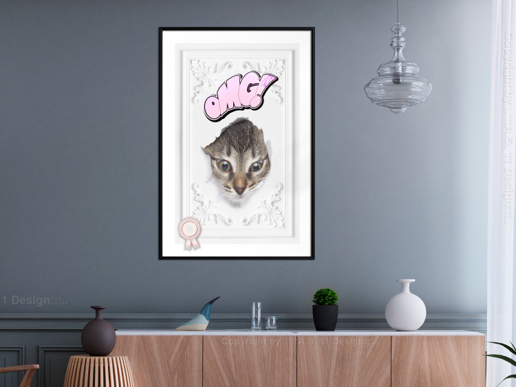 Poster OMG! - Playful composition with a cat and English text on a white background 114361 additionalImage 13