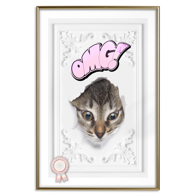 Poster OMG! - Playful composition with a cat and English text on a white background 114361 additionalImage 19