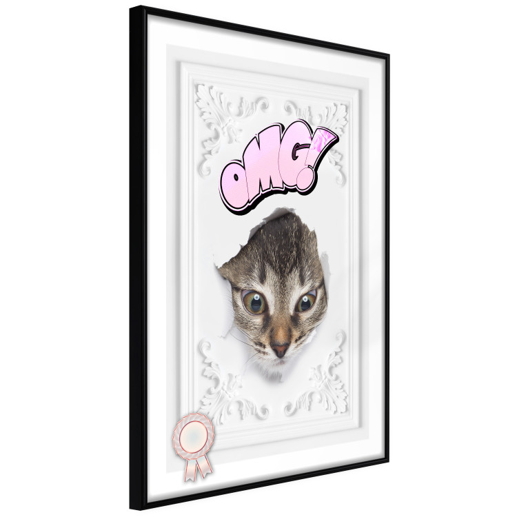 Poster OMG! - Playful composition with a cat and English text on a white background 114361 additionalImage 14