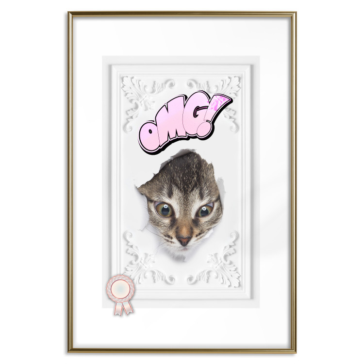 Poster OMG! - Playful composition with a cat and English text on a white background 114361 additionalImage 12