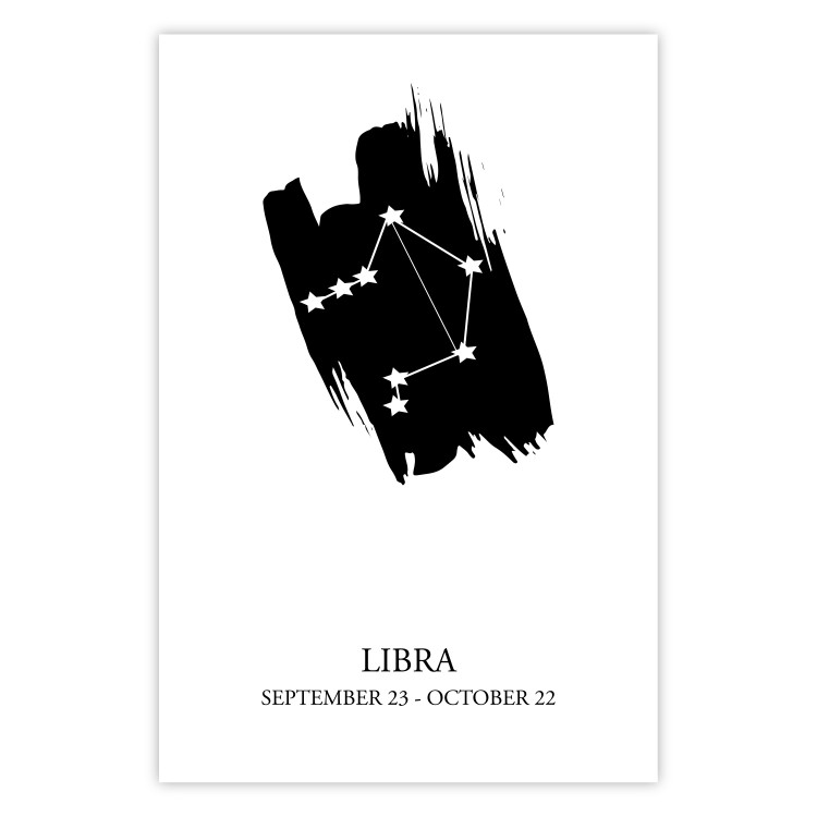 Poster Zodiac signs: Libra - black and white composition with stars and texts 114861