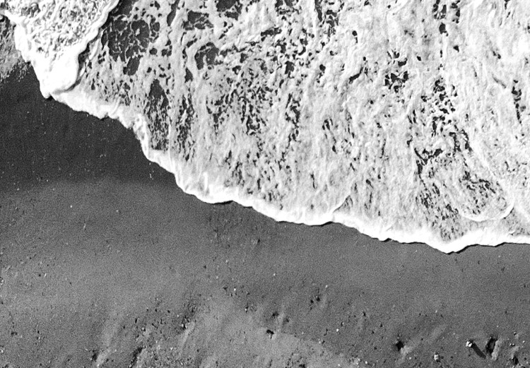 Canvas Print Ocean shore - black and white photograph of waves hitting the beach 115161 additionalImage 5