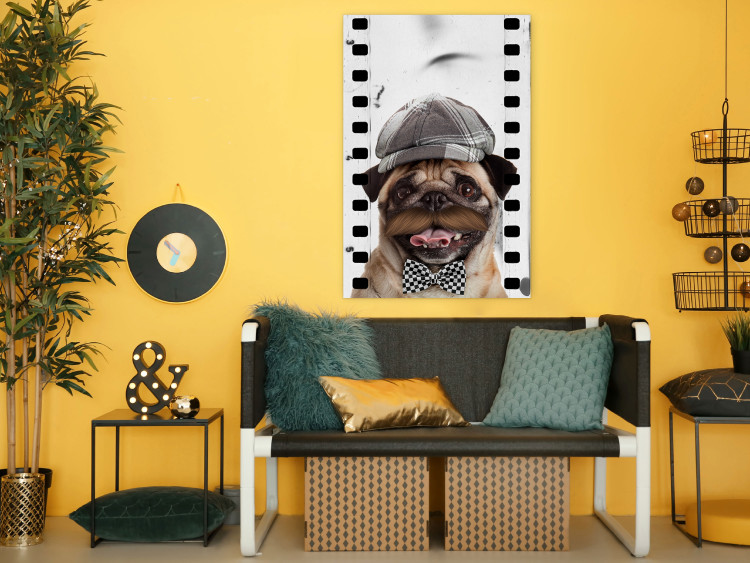 Wall Poster Pug in a Hat - funny fantasy with a mustached dog with a black and white bowtie 116361 additionalImage 23