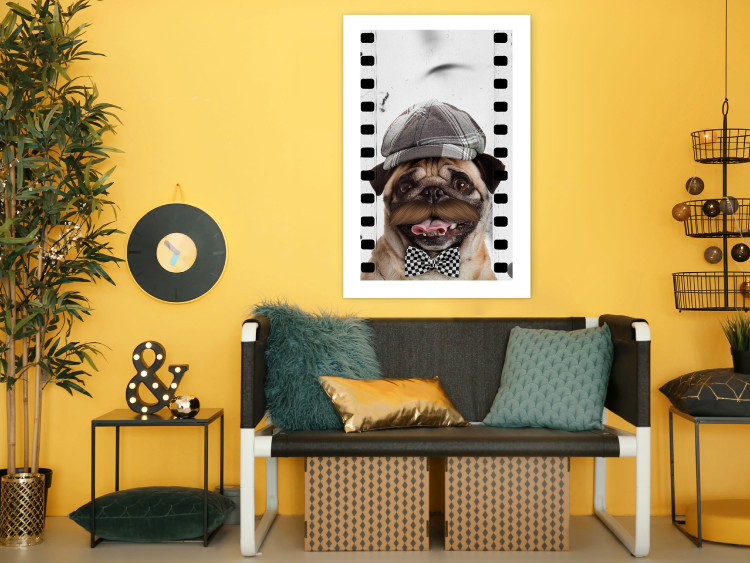 Wall Poster Pug in a Hat - funny fantasy with a mustached dog with a black and white bowtie 116361 additionalImage 2