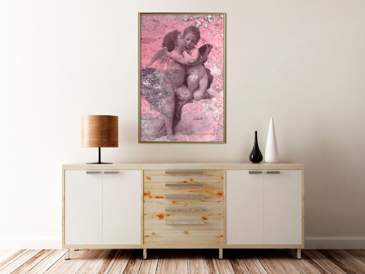 Poster Crimson Kiss - religious composition with two angels and a pink background 118261 additionalImage 5