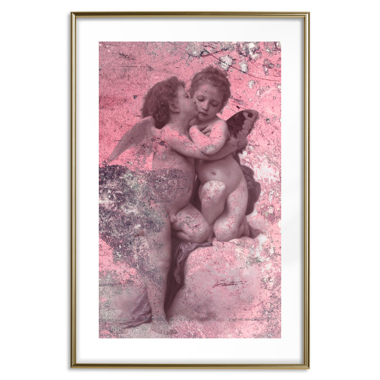 Poster Crimson Kiss - religious composition with two angels and a pink background 118261 additionalImage 14