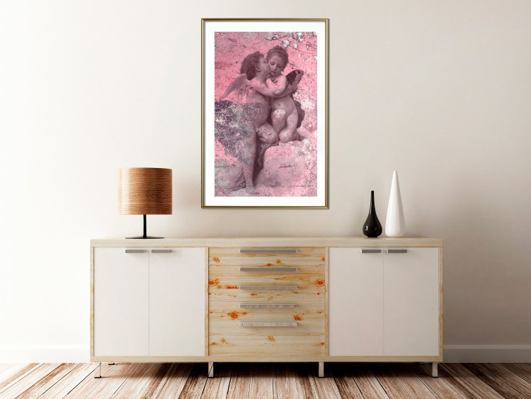 Poster Crimson Kiss - religious composition with two angels and a pink background 118261 additionalImage 13