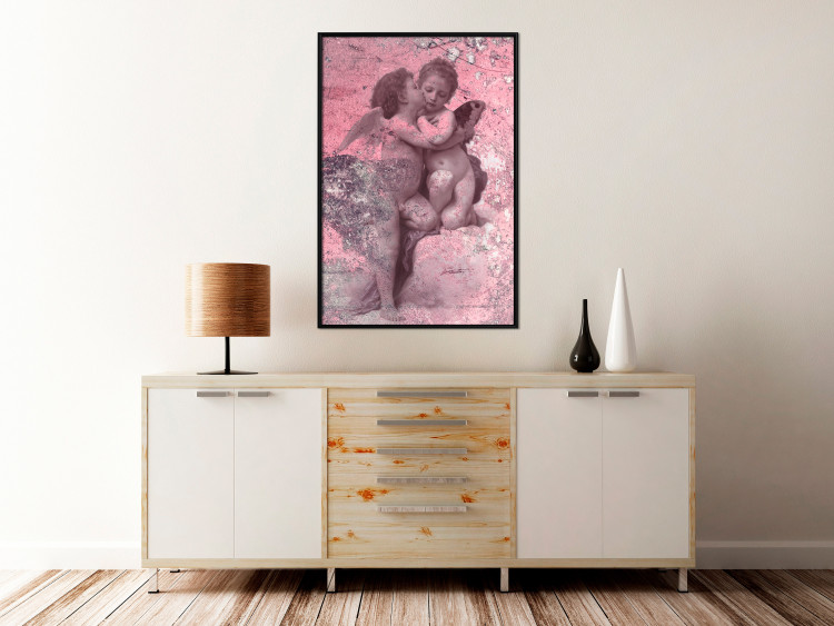 Poster Crimson Kiss - religious composition with two angels and a pink background 118261 additionalImage 3