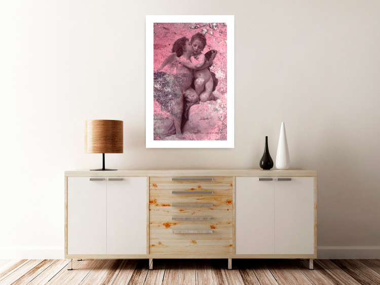Poster Crimson Kiss - religious composition with two angels and a pink background 118261 additionalImage 2