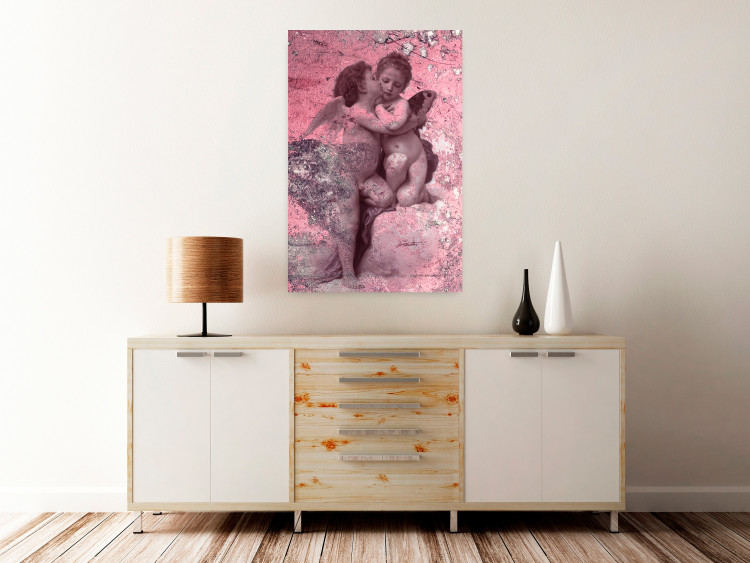 Poster Crimson Kiss - religious composition with two angels and a pink background 118261 additionalImage 17
