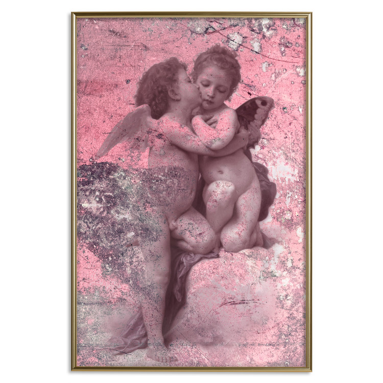 Poster Crimson Kiss - religious composition with two angels and a pink background 118261 additionalImage 16