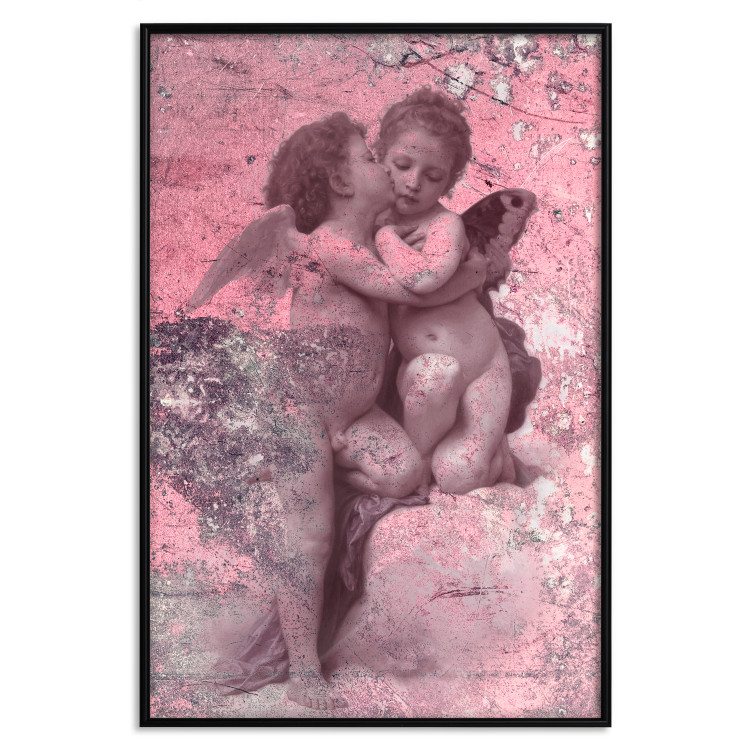 Poster Crimson Kiss - religious composition with two angels and a pink background 118261 additionalImage 18