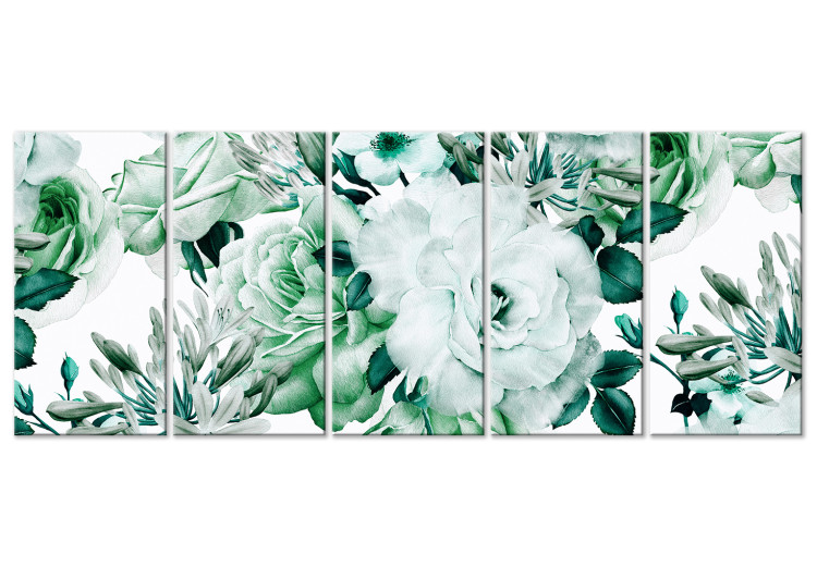 Canvas Print Leafy roses - wild flowers in natural plant colors 118361