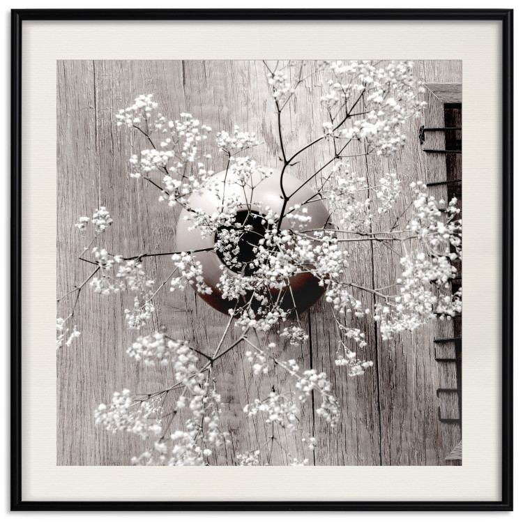 Poster Dried Flowers (Square) - botanical composition with a vase on wood 120461 additionalImage 18