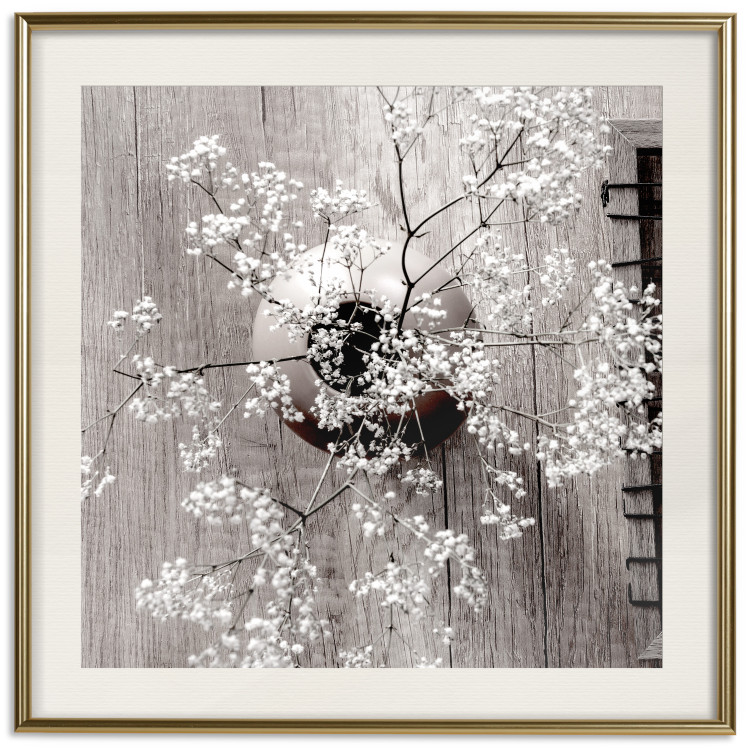 Poster Dried Flowers (Square) - botanical composition with a vase on wood 120461 additionalImage 19