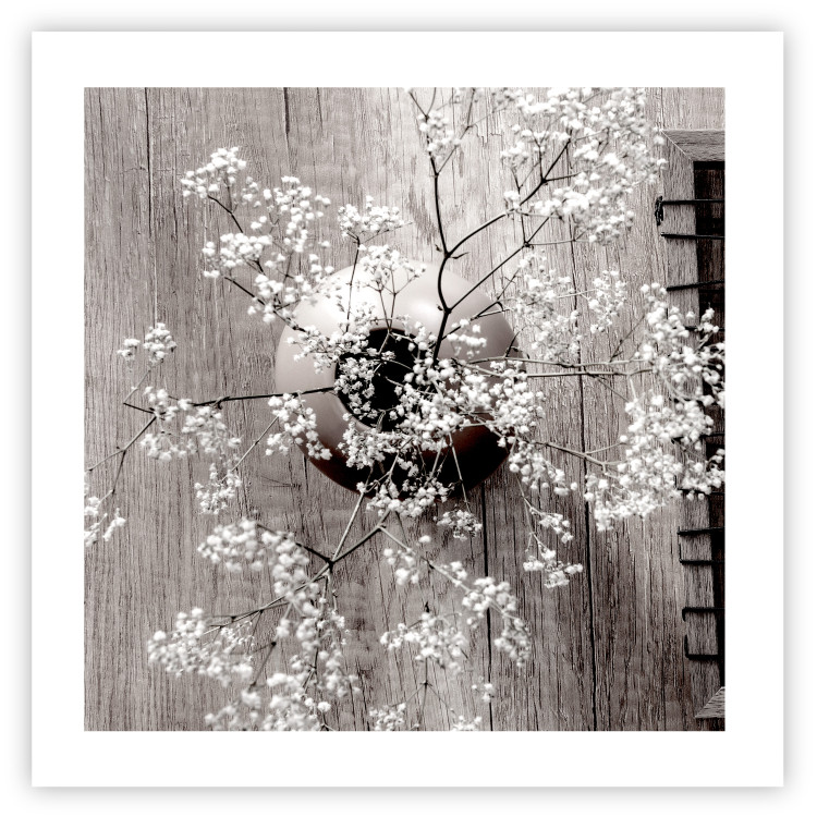 Poster Dried Flowers (Square) - botanical composition with a vase on wood 120461 additionalImage 25