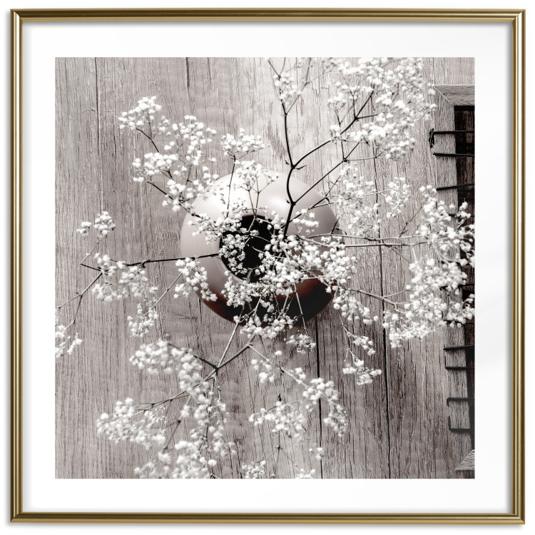 Poster Dried Flowers (Square) - botanical composition with a vase on wood 120461 additionalImage 16