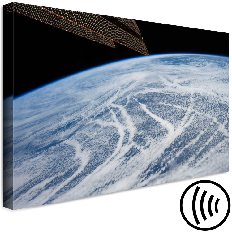 Canvas Art Print Space flight - a satellite photo of the Earth and the cloud band 123161 additionalImage 6