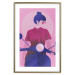 Wall Poster Woman on Scooter - woman on a motorcycle in pastel pink color 123361 additionalThumb 27