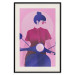 Wall Poster Woman on Scooter - woman on a motorcycle in pastel pink color 123361 additionalThumb 24