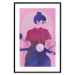 Wall Poster Woman on Scooter - woman on a motorcycle in pastel pink color 123361 additionalThumb 25