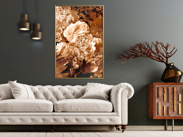 Wall Poster End of August - plant flowers and leaves in autumn sepia tone 123861 additionalImage 7