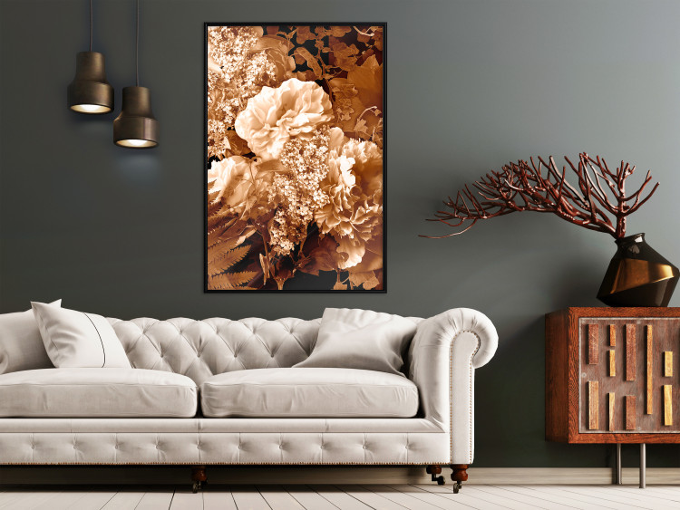 Wall Poster End of August - plant flowers and leaves in autumn sepia tone 123861 additionalImage 5