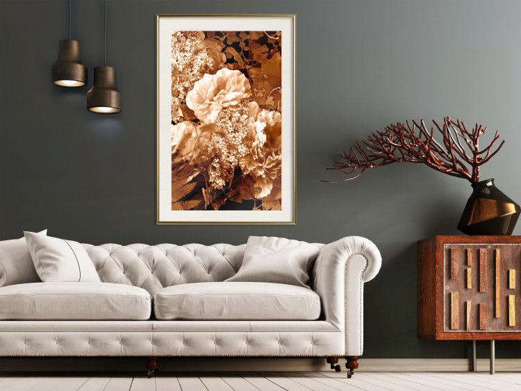 Wall Poster End of August - plant flowers and leaves in autumn sepia tone 123861 additionalImage 21