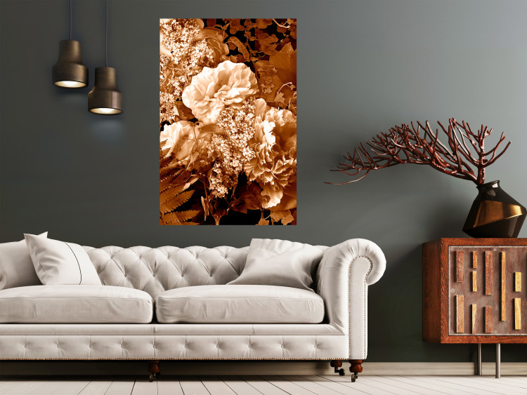 Wall Poster End of August - plant flowers and leaves in autumn sepia tone 123861 additionalImage 23