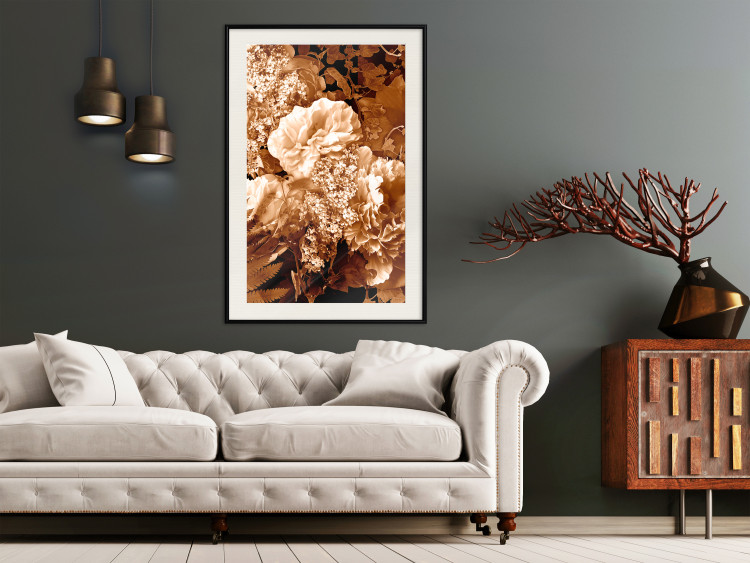 Wall Poster End of August - plant flowers and leaves in autumn sepia tone 123861 additionalImage 22