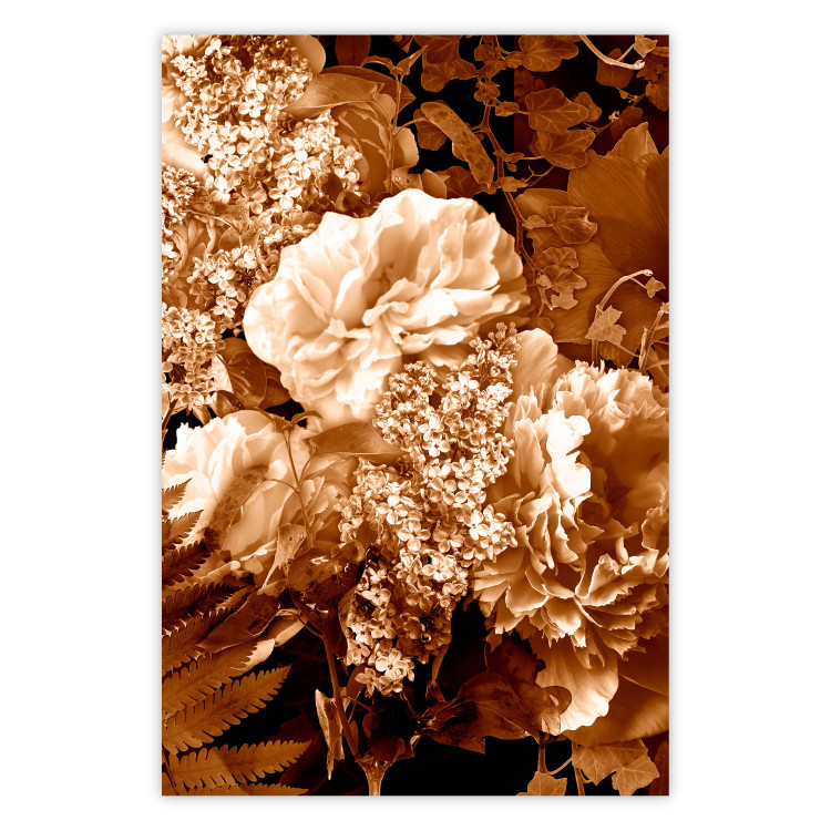 Wall Poster End of August - plant flowers and leaves in autumn sepia tone 123861