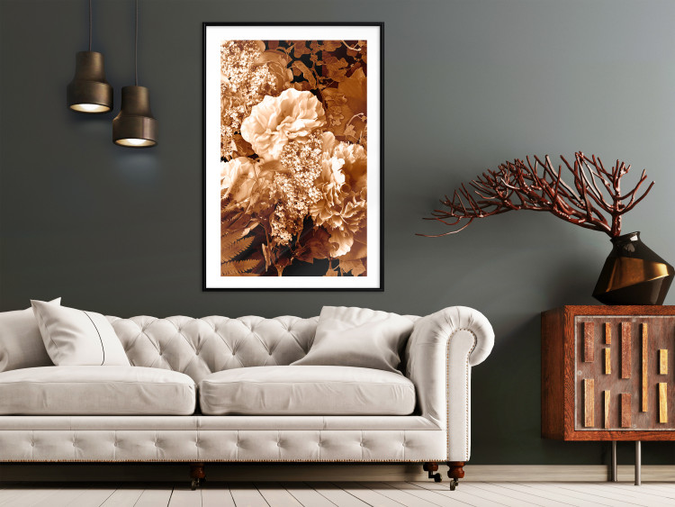 Wall Poster End of August - plant flowers and leaves in autumn sepia tone 123861 additionalImage 6